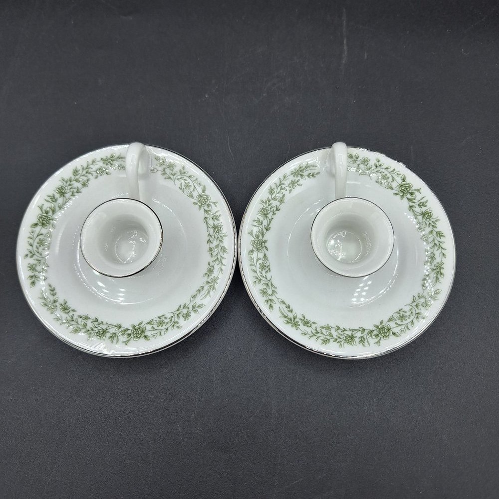 MIKASA MONTCLAIR G9059 2 CANDLESTICKS CANDLE HOLDERS WITH HANDLE TAPER CANDLES